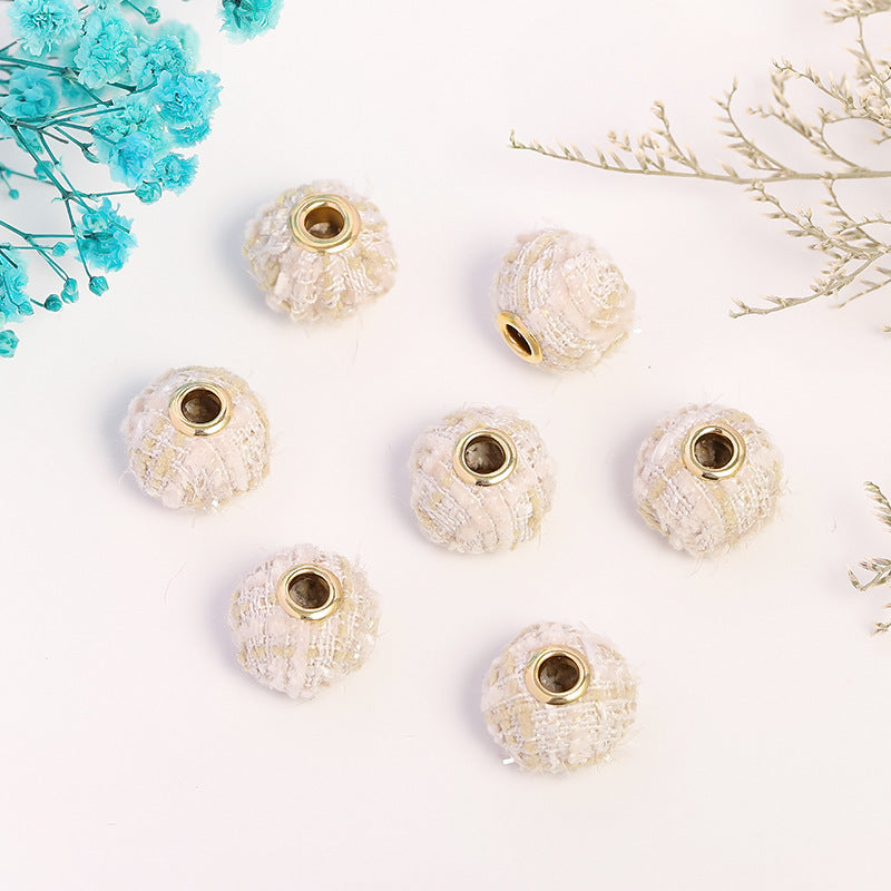 Wholesale 50PCS Colored Fuzzy Balls Metal Straight Hole Loose Beads